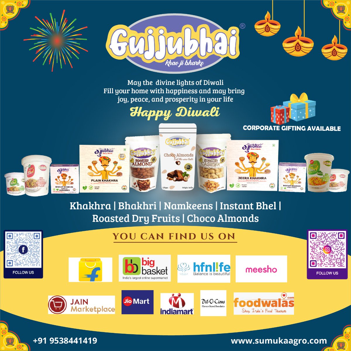 sumukaagro's tweet photo. Best Collection of Snacks for Festival Gift ...https://t.co/3NQuIxjI5z #gujjubhai #khakhra #bhakhri #dryfruits #instantbhel #happy #festival #snacks #sweets #gift #offers #diwali22 #gifthampers #india #online #buy #flipkart @Flipkart  @bigbasket_com   @JioMart   @IndiaMART https://t.co/1fKlfpXd8X