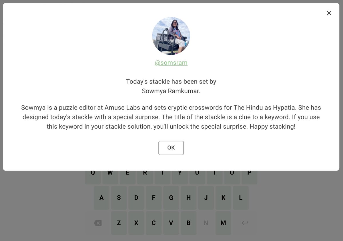 somsram's tweet photo. Happy to have designed today’s #Diwali #Stackle . For the first time there is an additional surprise feature - There is a crossword like clue at the prompt and if you include the answer in your Stackle there is a neat surprise..
https://t.co/EcuZIzmZft #crossword https://t.co/eZ3JdPERpl