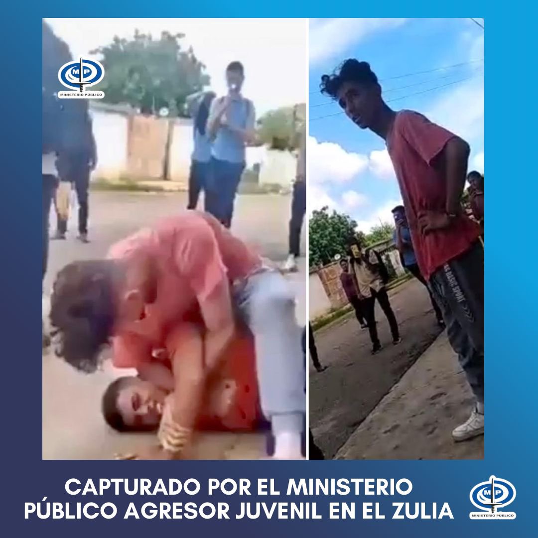 #AHORA Fiscalía 35 del <a href="/MinpublicoVEN/">Ministerio Público venezolano</a> Zulia #imputará a  Moisés David Pirela el cual fue #capturado y será puesto a las ordenes del juez, por haber agredido salvajemente al adolescente J.M en las afueras de su centro educativo, ubicado en la parroquia Cacique Mara.