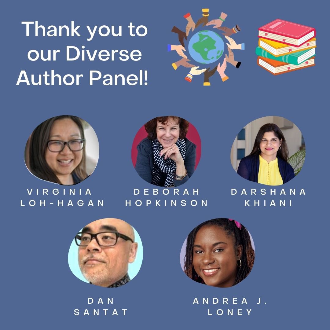 lsummers28's tweet photo. The @CRAreading is so grateful to our Diverse Author Panel for a sensational session about diversity & inclusion in childrens’ books tonight at our Annual Conference. 👏🏼📚 @virginialoh @Deborahopkinson @darshanakhiani @dsantat @AndreaJLoney #CRA22Connect https://t.co/vFFd7Ud7DC