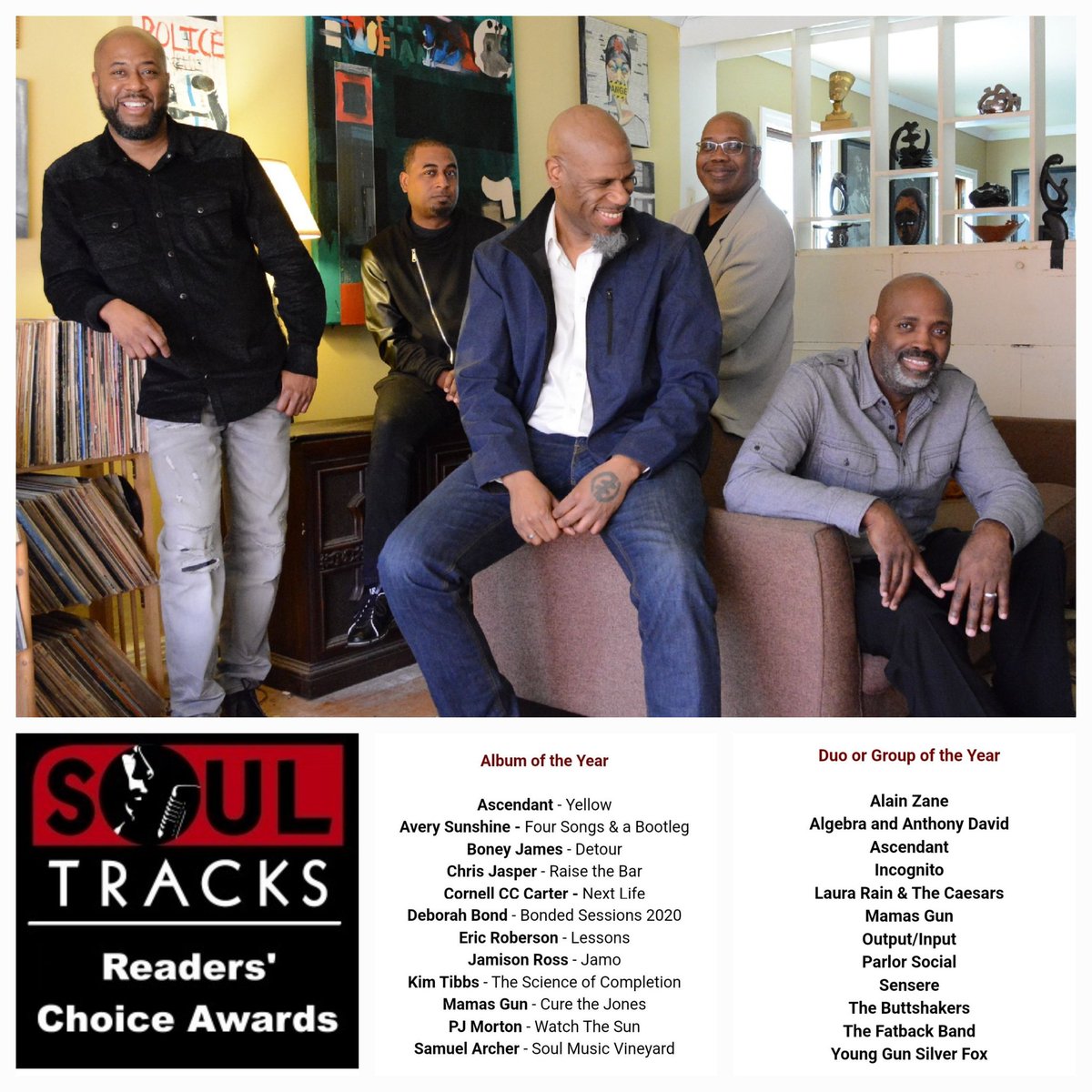 ASCENDANT_'s tweet image. All this Grammy® promoting and then we get this news just now.
ASCENDANT is nominated for Album and Duo/Group of the Year at SoulTracks.com!!! It's such an honor to be included with these amazingly talented artists. #SoulTracks2022

soultracks.com/nominees-2022-…