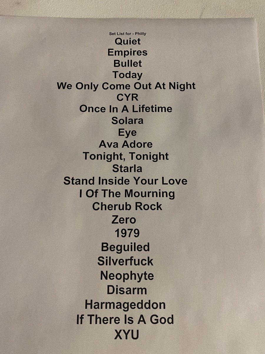 SmashingPumpkin's tweet photo. Set list for Philly @WellsFargoCtr https://t.co/xsxMvSJIyp