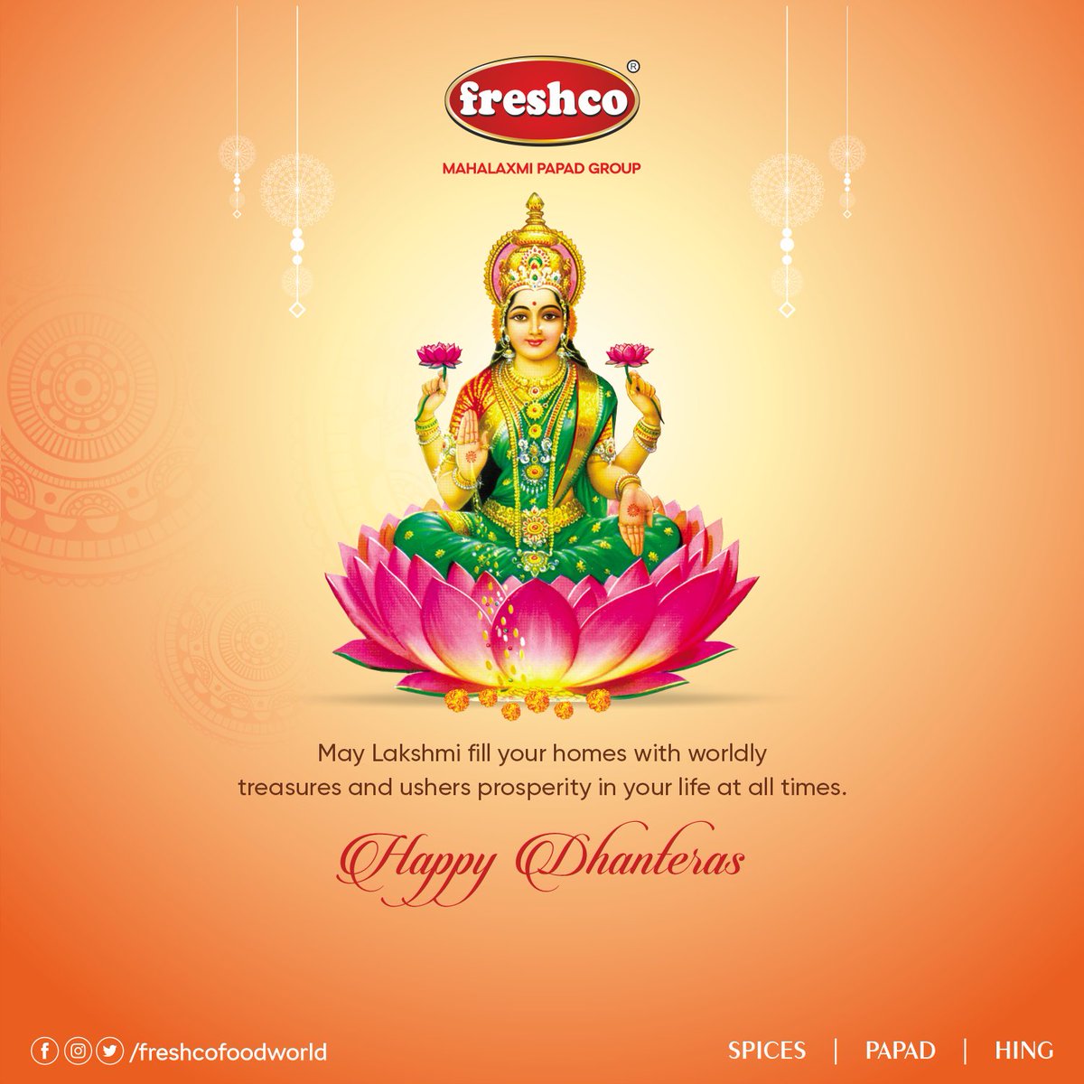FreshcoFood's tweet photo. May Dhanteras brings new dreams, fresh hopes, diverse perspectives and fill your life with pleasant surprises. Happy Dhanteras to you and your family!

#happydhanteras #dhanteraswishes #HappyDhanteras2022 #dhanteraspooja #dhanteras2022 #freshcofoodworld #freshco #spices #papad https://t.co/YtMncp6tH9