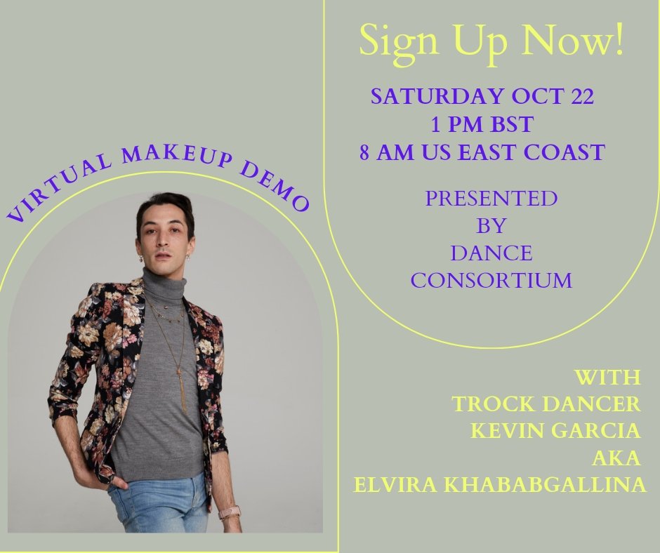 The Trocks (@the_trocks) on Twitter photo Last chance!!!
Virtual Makeup Demo with the Trocks, feat. dancer Kevin Garcia (aka Elvira Khababgallina) presented by <a href="/DanceConsortium/">Dance Consortium</a> at 1 PM BST/8 AM EDT. Sign up via facebook.com/events/s/from-… Last chance!!!
Virtual Makeup Demo with the Trocks, feat. dancer Kevin Garcia (aka Elvira Khababgallina) presented by <a href="/DanceConsortium/">Dance Consortium</a> at 1 PM BST/8 AM EDT. Sign up via facebook.com/events/s/from-…