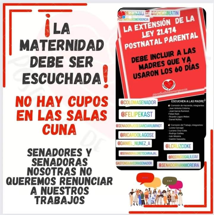 tami_91's tweet photo. Necesitamos un gobierno feminista que se preocupe de las madres y sus hijos pero de verdad! @gabrielboric
@jeannette_jara
@camila_vallejo
@totiorellanag @Senado_Chile  
@Camara_cl
#noalaletrachica
#extenciónpostnatalparental #alertasanitaria https://t.co/b6uG3Acd2d