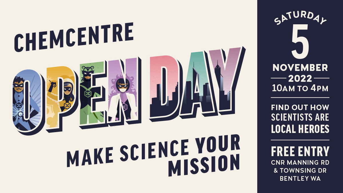ChemCentre's tweet photo. In 2 weeks’ time science will be centre stage at #ChemCentreOpenDay!! Our experts will be Talking Science in the 'Science on Stage' marquee, from drink spiking to HAZMAT emergency response and more. Talks on at 11:30am, 1:15pm, &amp; 3pm. Program out soon. https://t.co/QiDpfpy1g5 https://t.co/WeTnR8MEZT