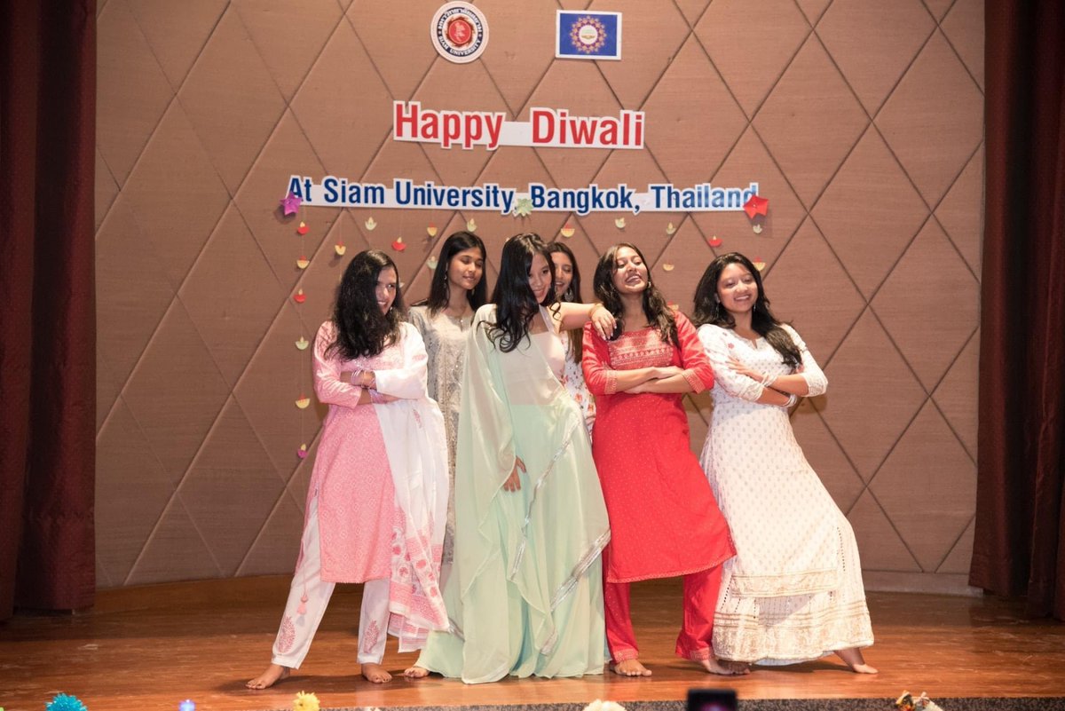 UniversitySiam's tweet photo. Happy Diwali 
Festival organized in Siam University to celebrate the light by international students.
May every bright light shine on you all. https://t.co/z80yoFh39g