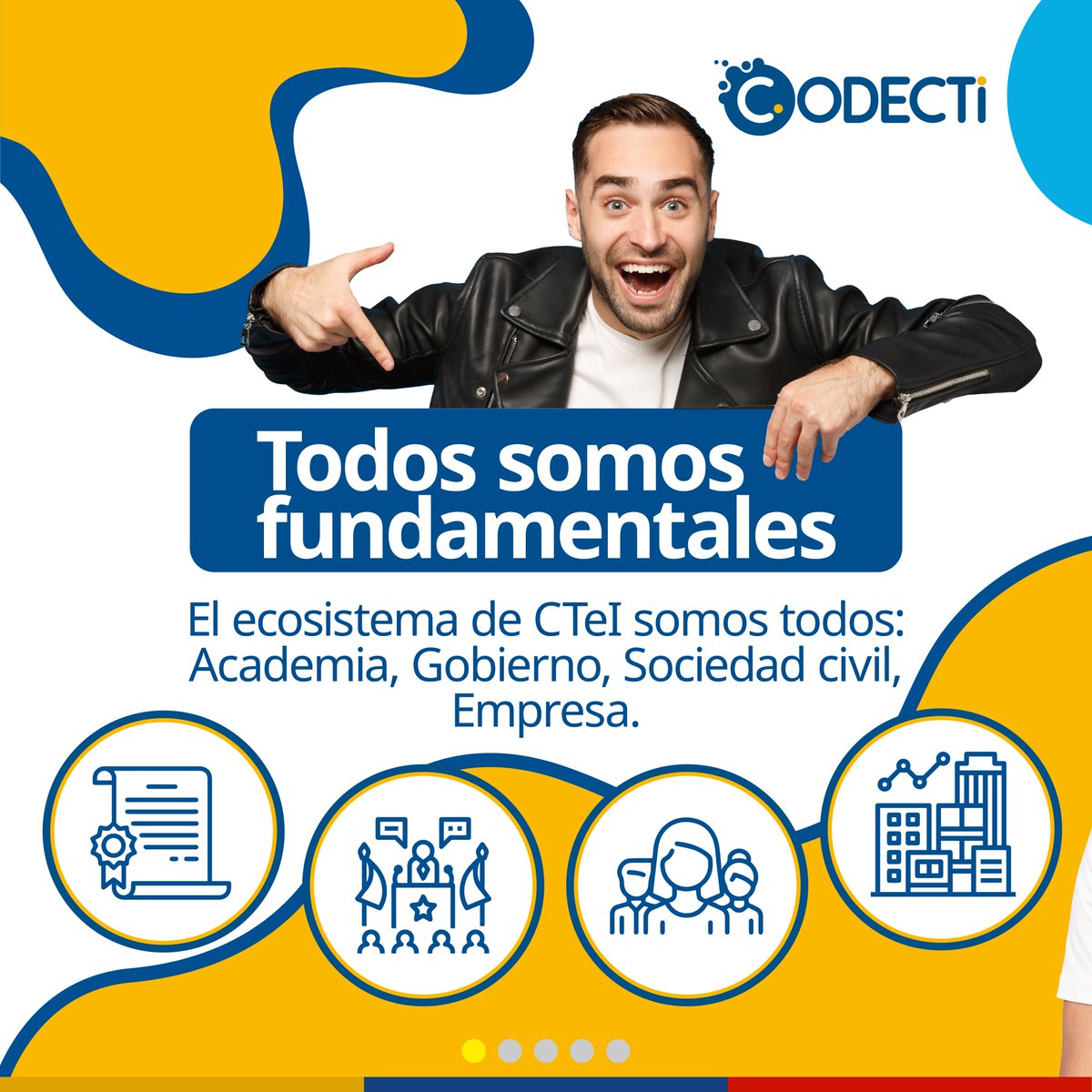 CodectiCol's tweet photo. El ecosistema de CTeI se conforma por: Academia, Gobierno, Sociedad y Empresa. Minciencias cuenta con una instancia que sirve de interlocutor entre todos para ayudarles a ser más competitivos y eficientes. Intégrate a los CODECTI, hay uno en cada departamento.
#JuntosSomosMás https://t.co/TXJgu3Jojr