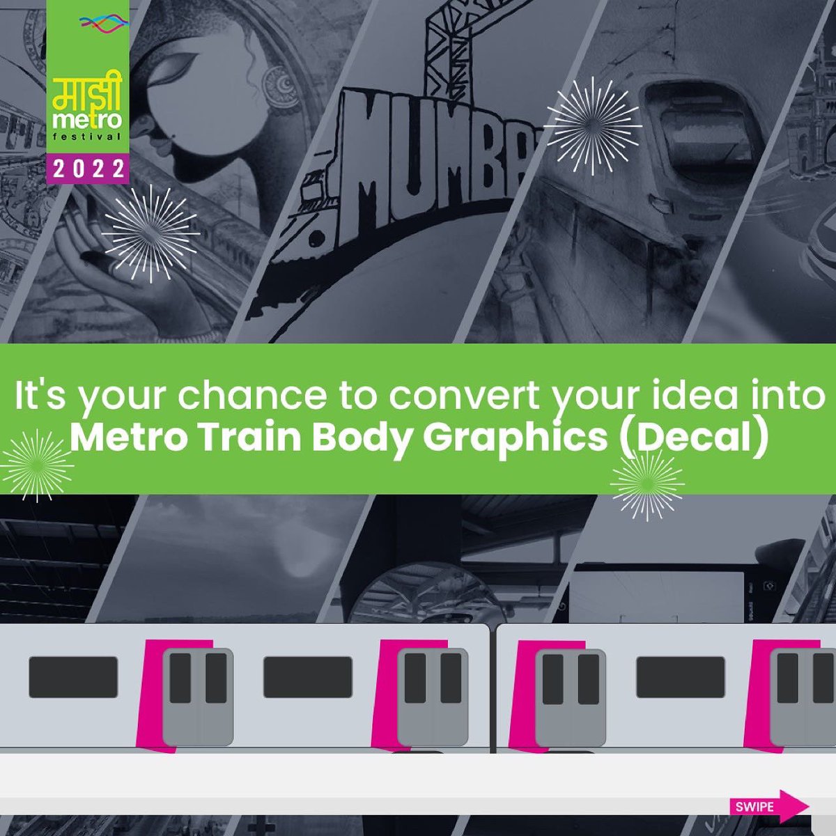 MumbaiMetro01's tweet photo. Majhi Metro 2022 is here to fuel your inner passion. It's time to inspire and lead the way by entering the contest today.
https://t.co/3KIVw0V6gD
#MajhiMetro #MajhiMetroFestival #contest #graphicdesigner #majhimetro2022 #artisrt #visualizer #registernow #waitisover #mumbaimetro https://t.co/zlNU6xLEx7