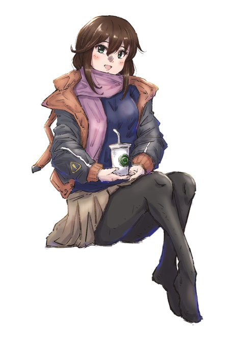 「brown hair purple scarf」 illustration images(Latest)