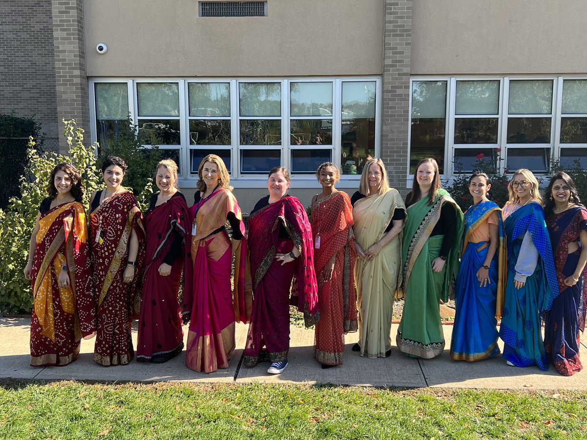 msirvingxx's tweet photo. Today we celebrated leadership with our den rally, and we got to wear a saree! My students were so excited to see me in one. Representation is so important! Wishing love, light, &amp; joy to those who celebrate Diwali💙! @Washington_NJ @millburnschools https://t.co/dXllNxrCcm