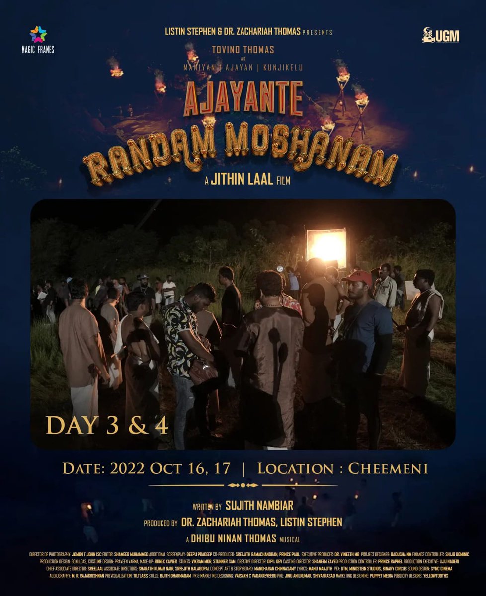 tfwai_official's tweet photo. #AjayanteRandamMoshanam
Here's a small glimpse of Day 3&amp;4

👊⚡️
Filming Now📹

@ttovino - @IamKrithiShetty - @aishu_dil - @jithin_lall - @dopjomon - @UGMMovies - @magicframes2011 - @basiljoseph25  @Rohinimolleti @UrsPramodShetty @harishuthaman

#TovinoThomas #ArmieHammer https://t.co/oDM1boINM8
