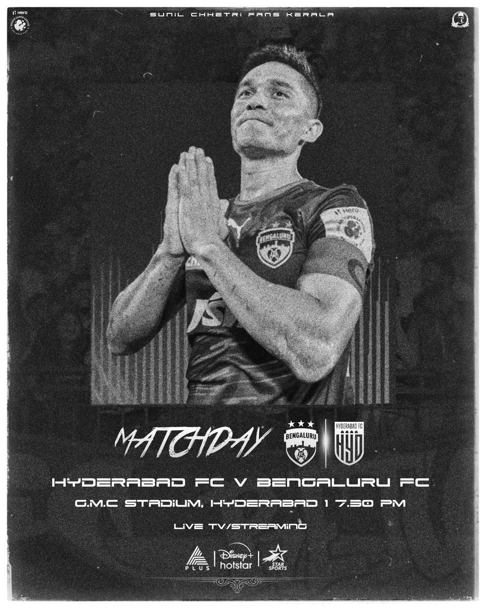 ChhetriFanskl's tweet photo. ⚔️ MATCH DAY⚔️
Blues will face defending champions @HydFCOfficial in todays clash🔥
🏟️GMC Stadium
📺Star Sports,Jio TV,Disney+ Hotstar
⏰7:30 PM
#WeAreBFC #ISL #IndianFootball #SunilChhetri #scfkl https://t.co/nSBGpjphmG
