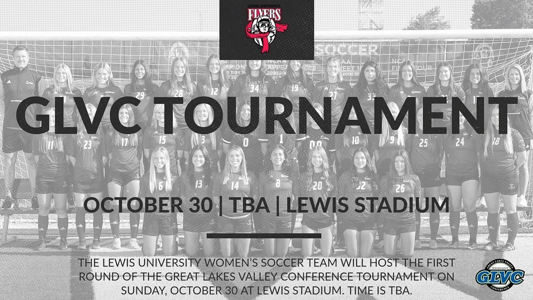 With the @lewiswsoccer victory on Friday, Lewis has earned the right to host the opening round of the @glvcsports Conference Tournament at Lewis Stadium on Sunday, October 30! Be sure to come out and support! Time will be determined. Stay up to date on lewisflyers.com