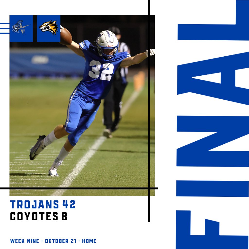 vctrojans's tweet photo. Trojans with a big Homecoming win over Arizona Lutheran! Valley Christian improves to 7-2 with the 42-8 win.
The Trojans will travel to Fountain Hills next Thursday night for the final regular season game. https://t.co/cemWHGw9y1