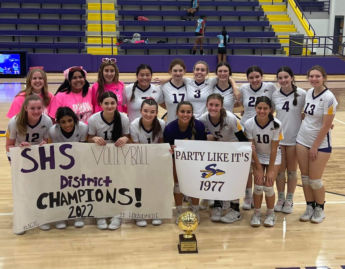 SangerVolley's tweet photo. A banner night for Sanger Volleyball! 
With tonight's win the Lady Indians are outright DISTRICT CHAMPIONS for the first time since 1977! 
We are so proud of this fun, hard-working group of girls! 
1 more match to end the regular season and then it's on to the Playoffs! #CWCW https://t.co/UTxGTWSE0K