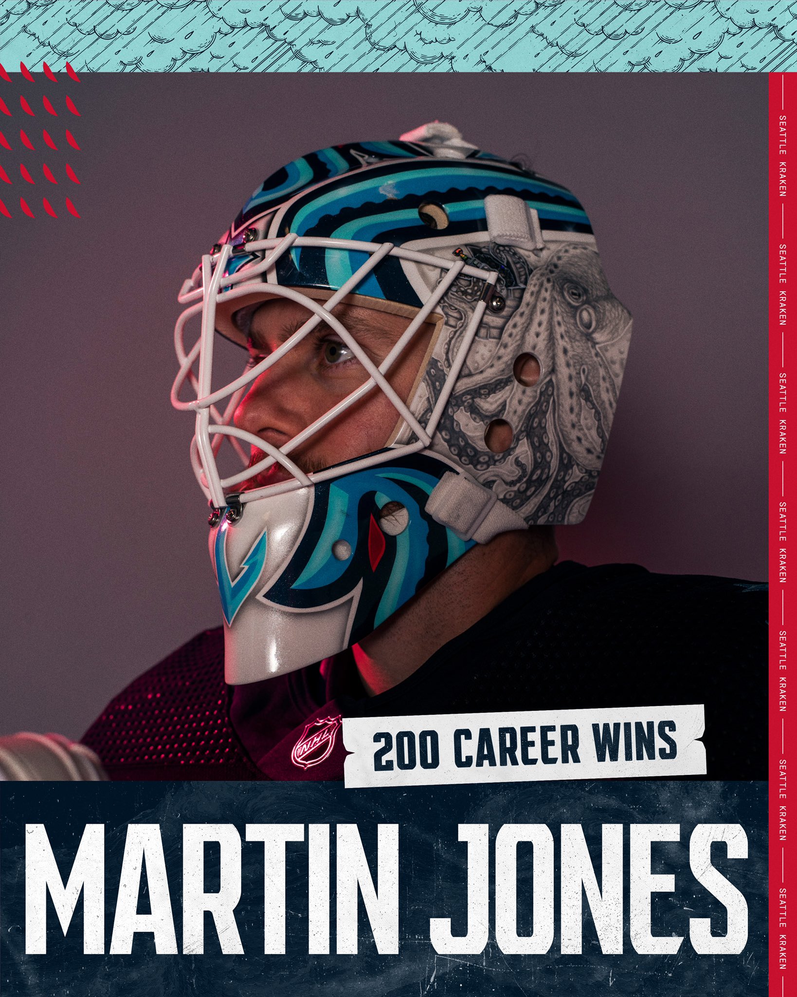 NHL - Martin Jones' new mask with the Seattle Kraken is