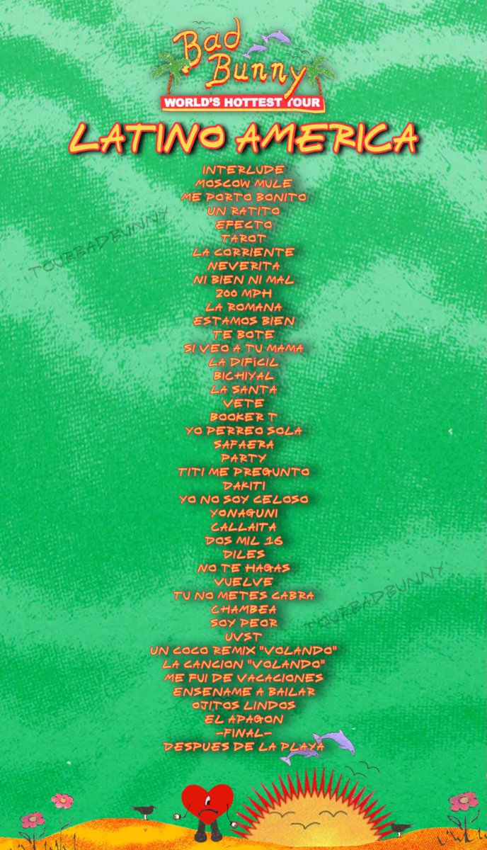 LATINO AMERICA SETLIST ☀️❤️🐬🌊🏝️
