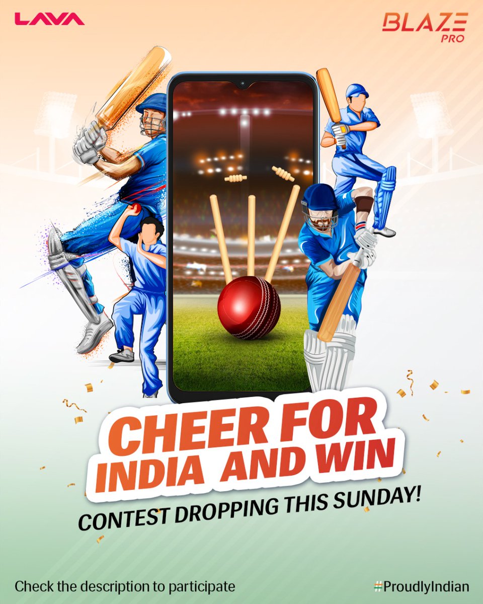 LavaMobile's tweet photo. Cheer for team India in the T20 World Cup on Sunday, 23rd October during match hours and win big!
Stay tuned for Sunday's post.
#LavaMobiles #ProudlyIndian #BlazePro #IndiaVsPak #Contest #ContestAlert https://t.co/TIBCdfCuvw