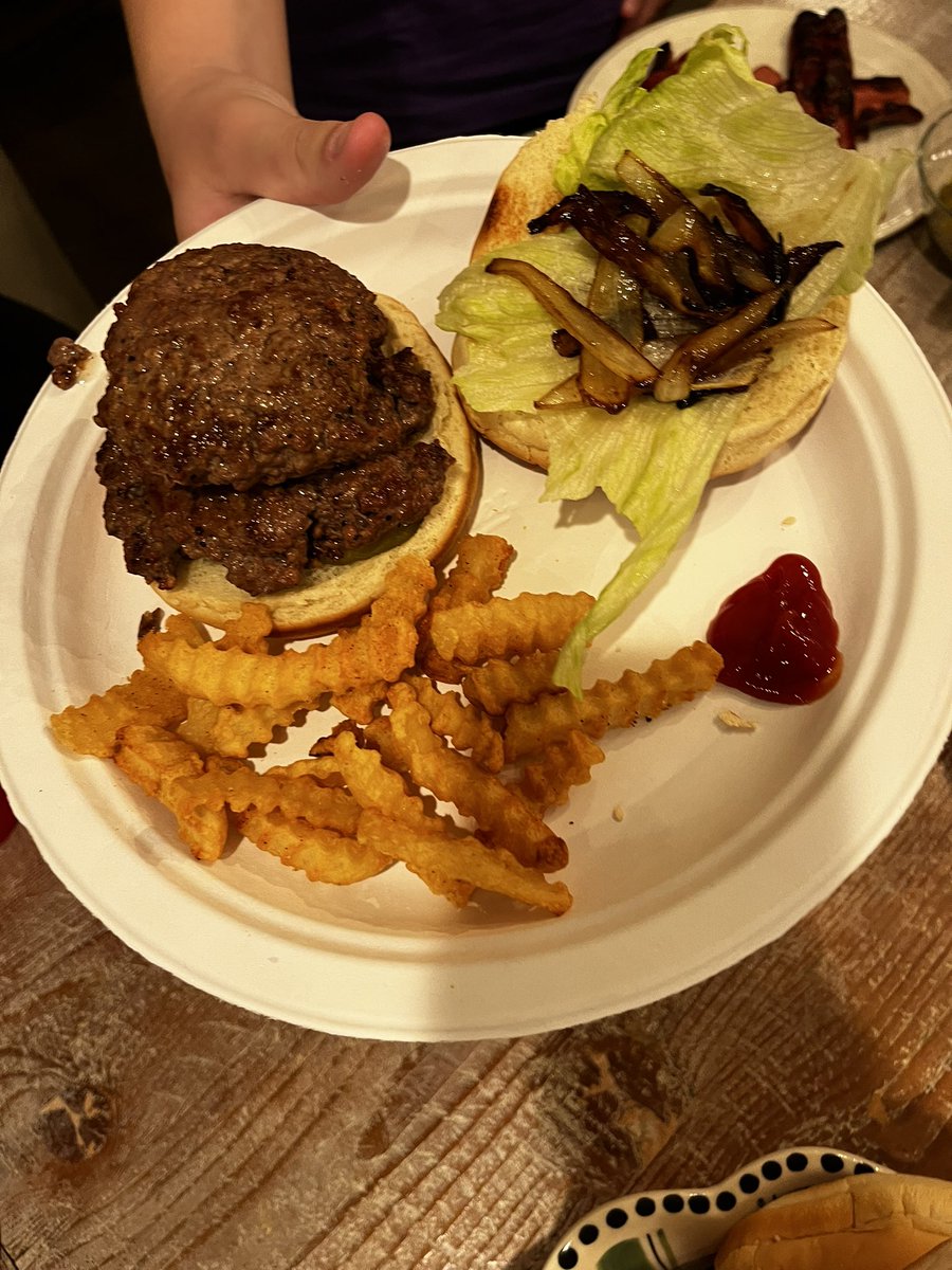 leaglundy's tweet photo. The meal and the post meal. Zero health. Birthday, round 2. #SmashedBurgersbyDad #10boys #snacksfordays 🥳 https://t.co/FWqP4wphZJ