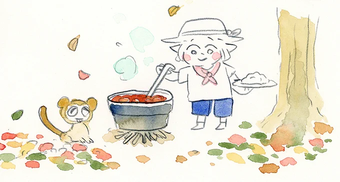 #FF14 エルピスのエルダーナツメグが取れる辺りが秋色で綺麗なので、材料を持ち込んでレンティルカレーキャンプをしました 