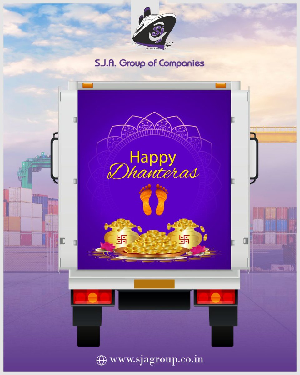 sja_group's tweet photo. May this dhanteras shower you with wealth and prosperity as you journey towards greater success. #HappyDhanteras
#sjagroup #sjalogistics #dhanteras #diwali #festival #india https://t.co/Sw2u907KjD
