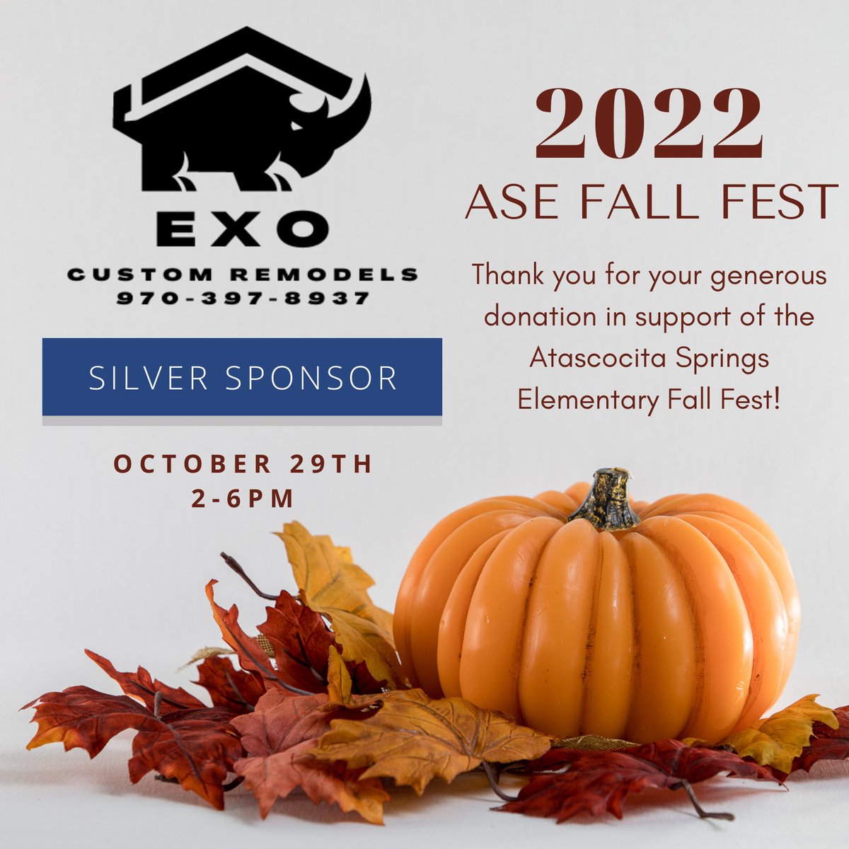 ASE_PTOHumble's tweet photo. Thank you so much to Exo Custom Remodels for their generous donation in support of our #ASEFallFest22! Exo Custom Remodels is a fully insured custom contractor and does beautiful woodworking! We appreciate your sponsorship! Check them out! 

Website: https://t.co/84iR7E2Dny https://t.co/jqZ3kqxStn