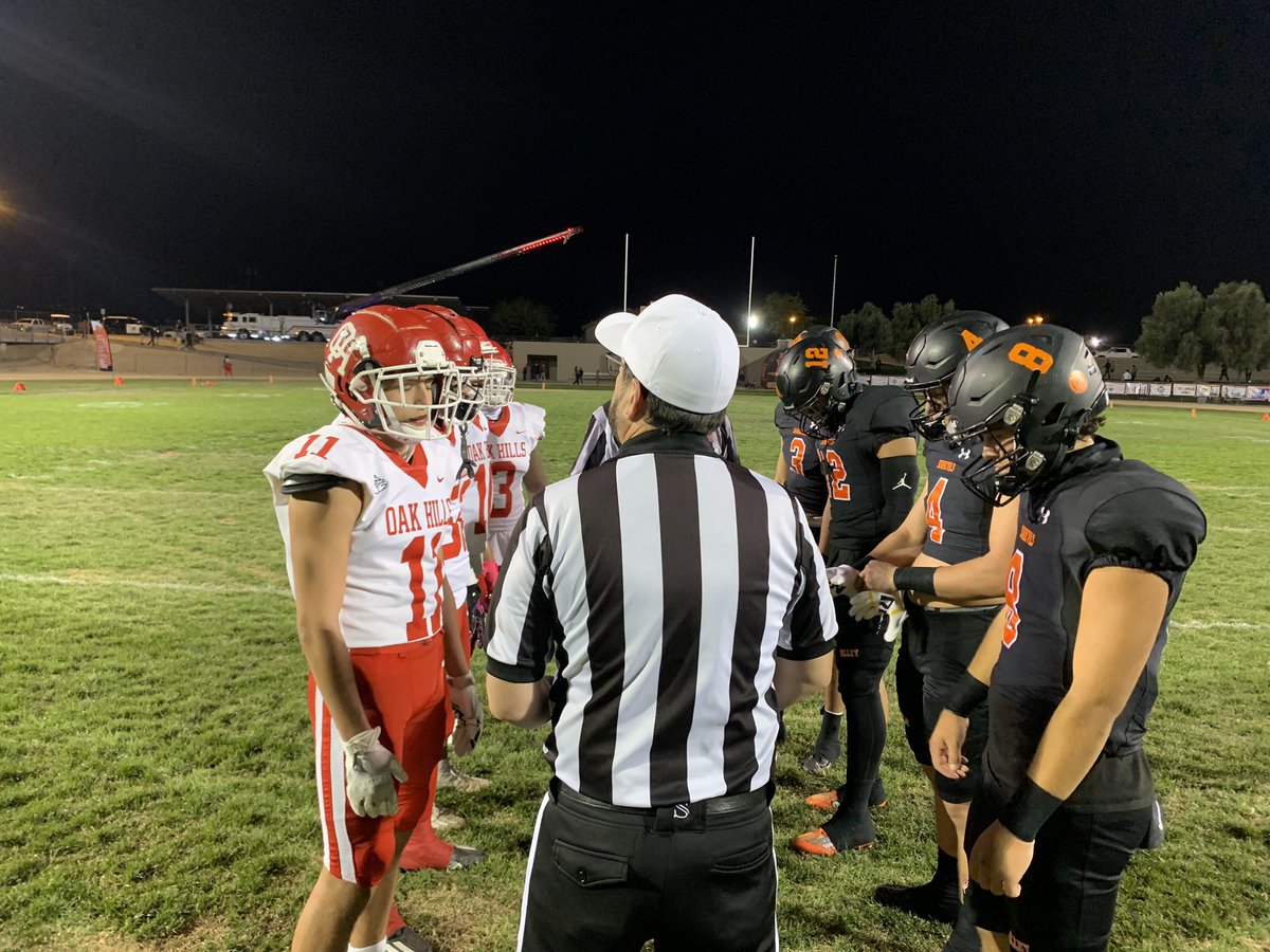 Captains meet at the 50 for <a href="/OakHillsFootba1/">Oak Hills Football</a> vs <a href="/applevalleyFB/">AV Football</a> #football #Fridaynightlights #schollyme