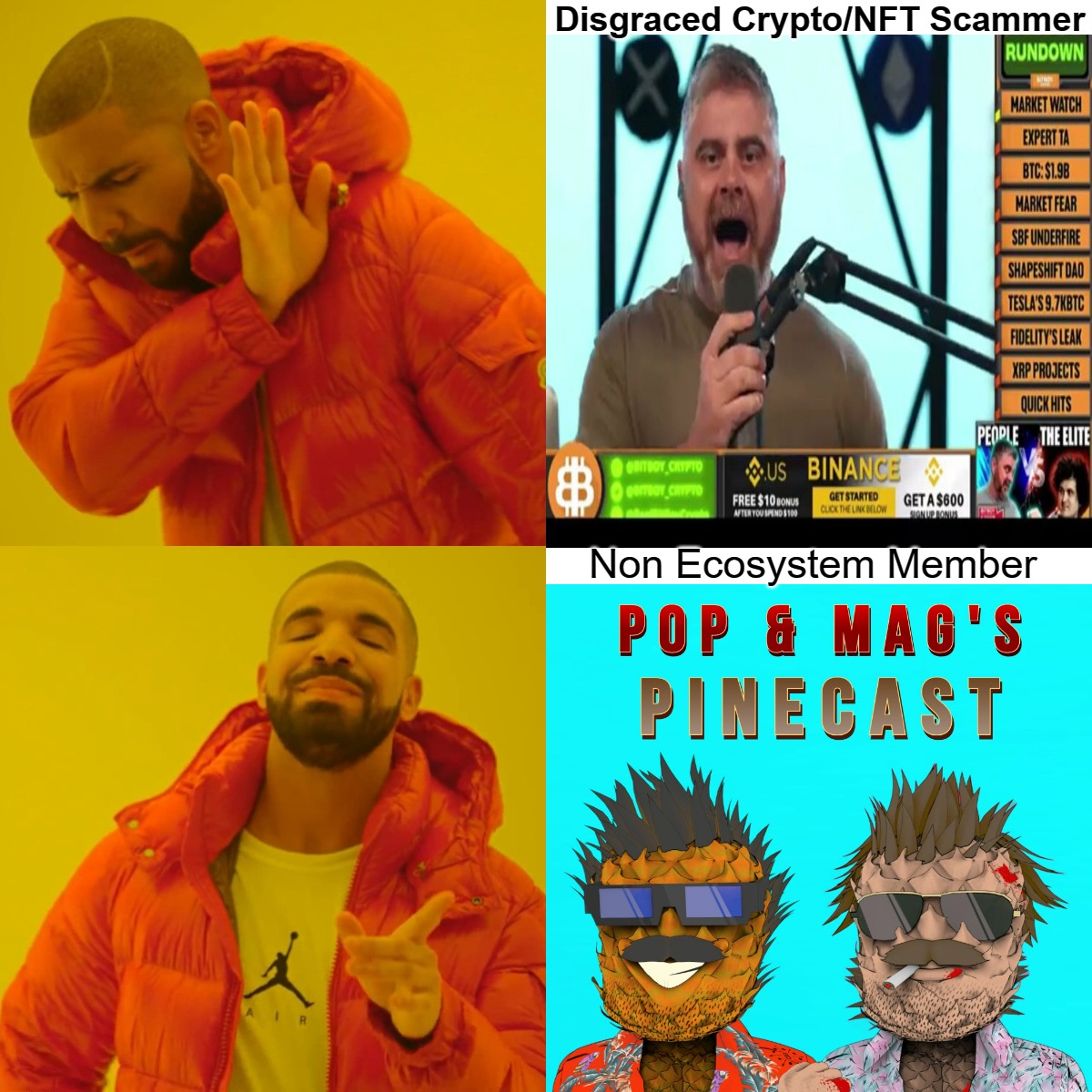 PopAndMags's tweet image. We might not get much respect in the #ThetaEcosystem or have a Nipception NFT from @Bitboy_Crypto that someone at @ThetaDrop thought was a gangbuster idea 👀...but we are still thankful and humbled 🙏 by our 10s and 10s of listeners and now @Drake who knows the real deal.