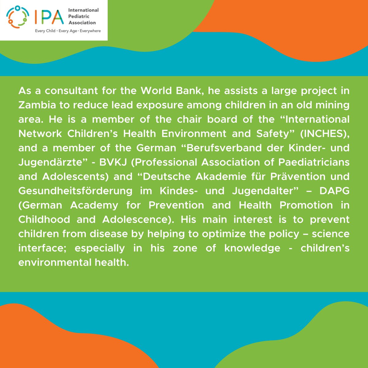 IPAWorldorg's tweet photo. Meet our esteemed speaker!
IPA is proud to introduce Prof. Stephan Boese-O’Reilly from Germany as a speaker for the IPA/UNICEF Webinar: "Preventing Children’s Lead Exposure".
Register via the following link: https://t.co/ZnQts2OWpz
#IPA #IPAWebinar #EnverHasanoglu https://t.co/CvrEnAjXAe