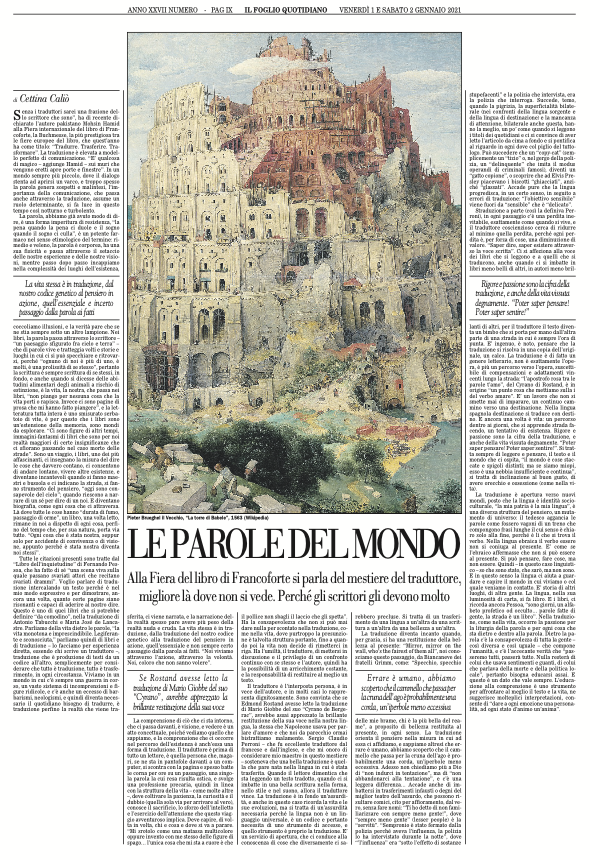 Alla Fiera del libro di Francoforte si parla del mestiere del traduttore, migliore là dove non si vede. Perché gli scrittori gli devono molto. L'articolo di Cettina Caliò
edicola.ilfoglio.it/newsstand/inde…