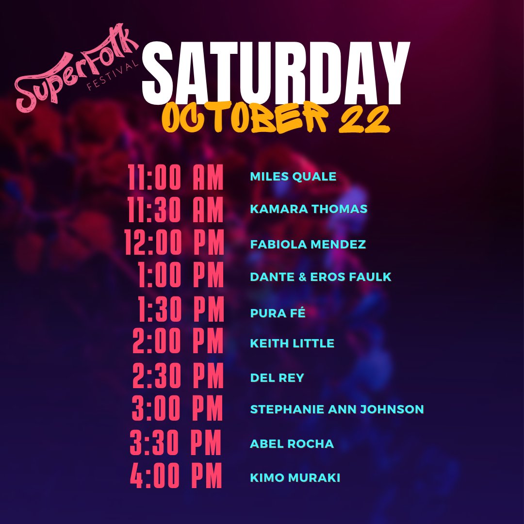 NWFolklife's tweet photo. Can't wait to see you tomorrow for another day of Superfolk Festival! Saturday's Exhibition Walk is loaded with fresh performances all day 🎶 https://t.co/cKljoO5Xfu https://t.co/NqzLcfxGtv