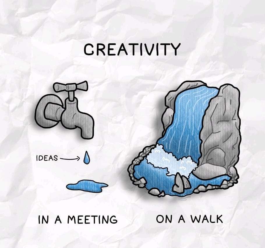 MrAhmedima's tweet photo. You are far more creative when you go for a walk than when you are in a meeting. Ideas flow freely when you are out in nature, in isolation and exercising. How can you use this to generate more new ideas? 

Go for a walk and let the ideas flow. 

~Credits to Deepti Juturu. https://t.co/esnfRnh4ft