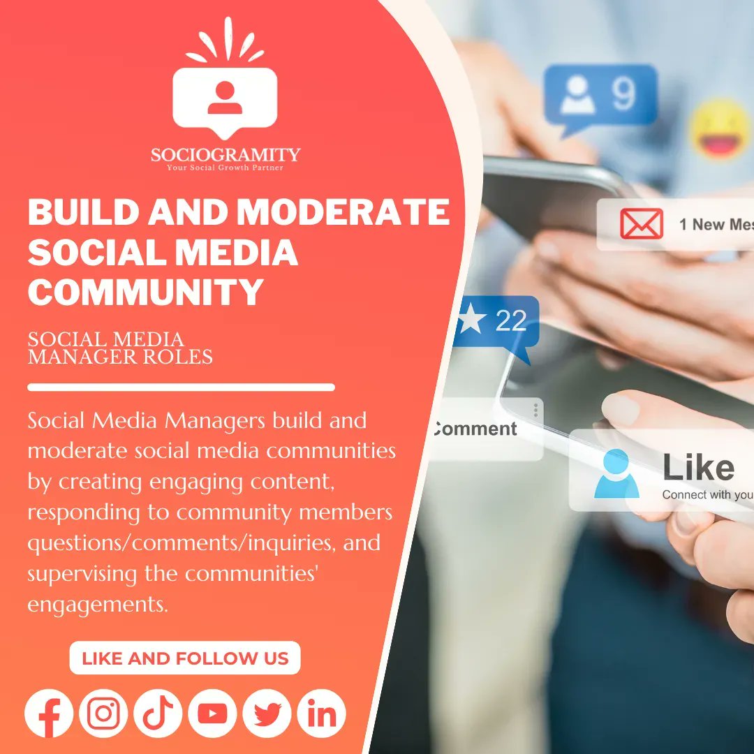 Sociogramity's tweet photo. Social Media Managers build and moderate social media communities by creating engaging🗣️ content, responding 💬 to community member's questions/comments/inquiries, and supervising 👀 the communities' engagements.

#sociogramity #yoursocialgrowthpartner #freelancingph https://t.co/YOkSK6ONk9