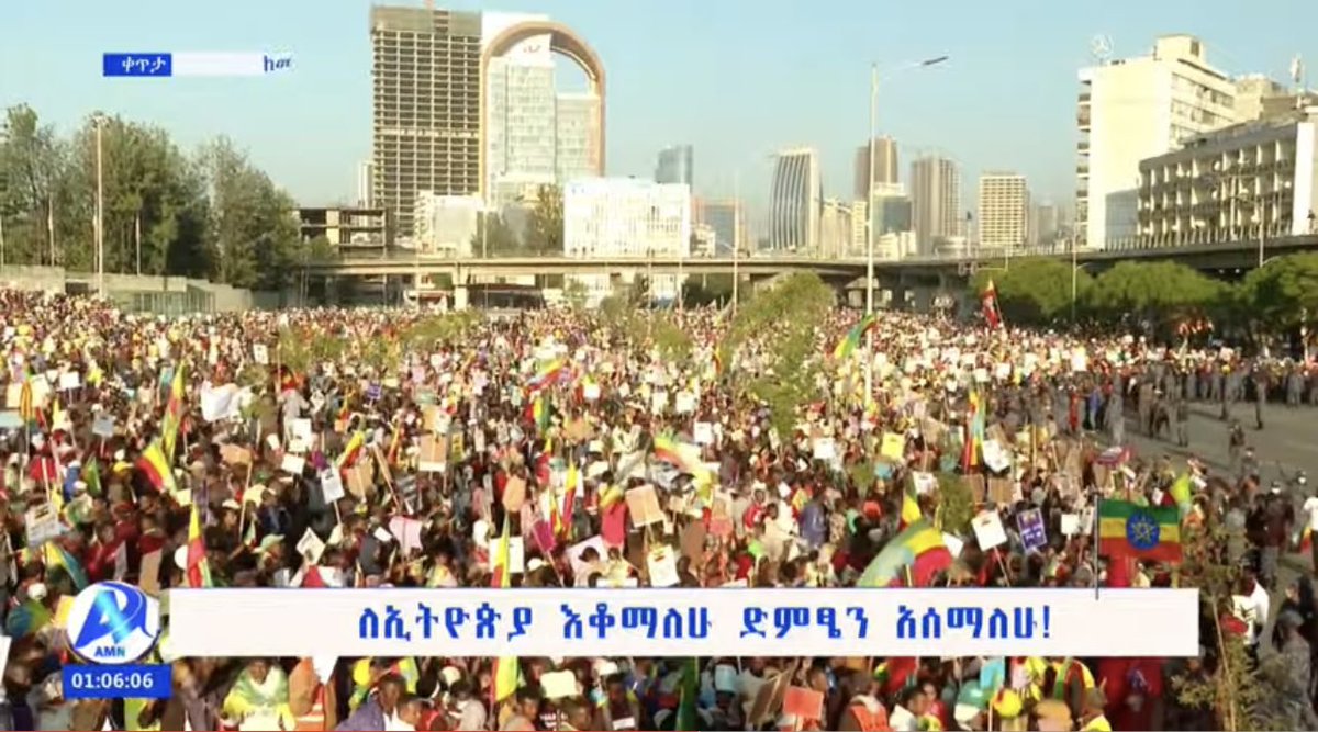 HermelaTV's tweet photo. Holy crap. LIVE Addis Ababa, Ethiopia - Mass protests against Western intervention that favors fmr brutal regime turned insurgents WATCH HERE: https://t.co/xl78ccAwPR #NoMore https://t.co/Dx5fOchF3f