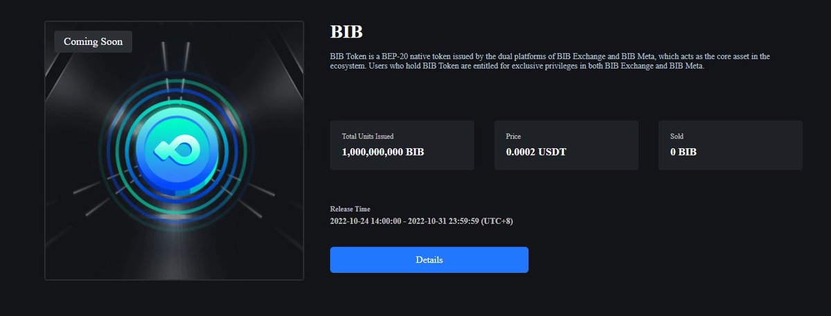 Digitalbath86's tweet image. #BIBexchange #BIBmeta will be launching their core asset $BIB on 10-24-22!

Don't miss this chance to be one of the first holder of a token with HUGE Upside Potential to moon! 

Launchpad: bibvip.com/en_US/launchpad 

#IEO #BSCGemsAlert  #launchpads #cryptocurrency #CryptoNews
