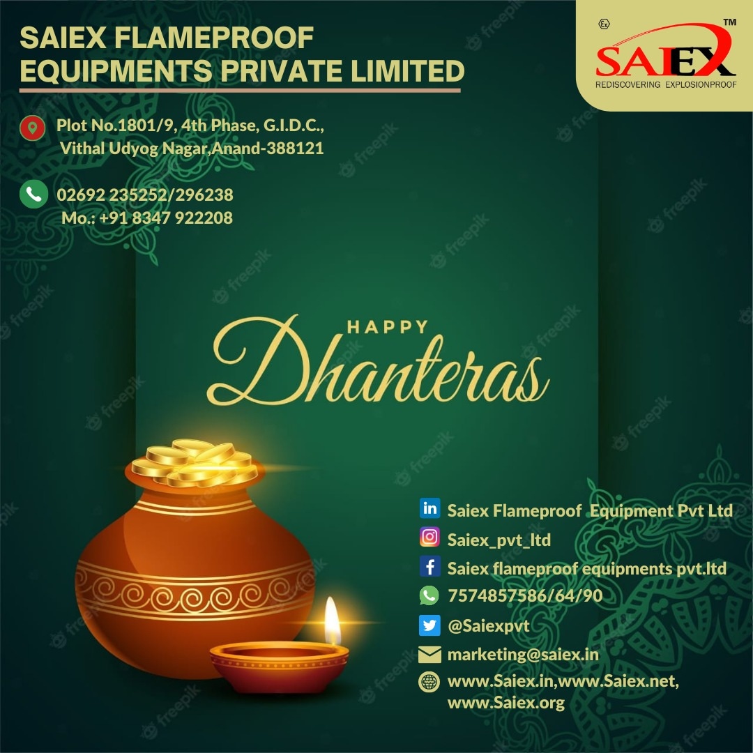 SaiexPvt's tweet image. Happy Dhanteras....

#flameproofenclosure #flameproof #flameprooflight #flameprooflighting #manpower #bpcl #ongc #hazardous #saftyfirst #explosionproof #chemicalindustry #pharmaindustry #oilandgasindustry #gem #manufacturing #quality #industrialdesign