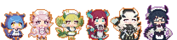 来週からテレワークになって、時間ができそうなのでドット絵のリクエスト募集してみます大体48x48サイズのドット絵になります(作例:画像)フォロワーさん先着5名キャラはなんでもOK、リプに参考絵とポージング指定あれば多分対応します#ドット絵 