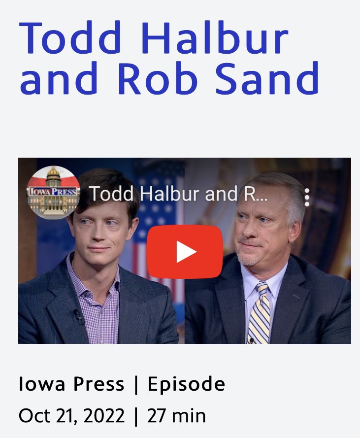 matthewsmith112's tweet photo. Iowa State Auditor debate winner: Todd Halbur!  Check it out! https://t.co/sNNuaBkMf3 @ToddHalbur @IowaGOP @IowaPBS @DMRegister https://t.co/iunOVEqFHP