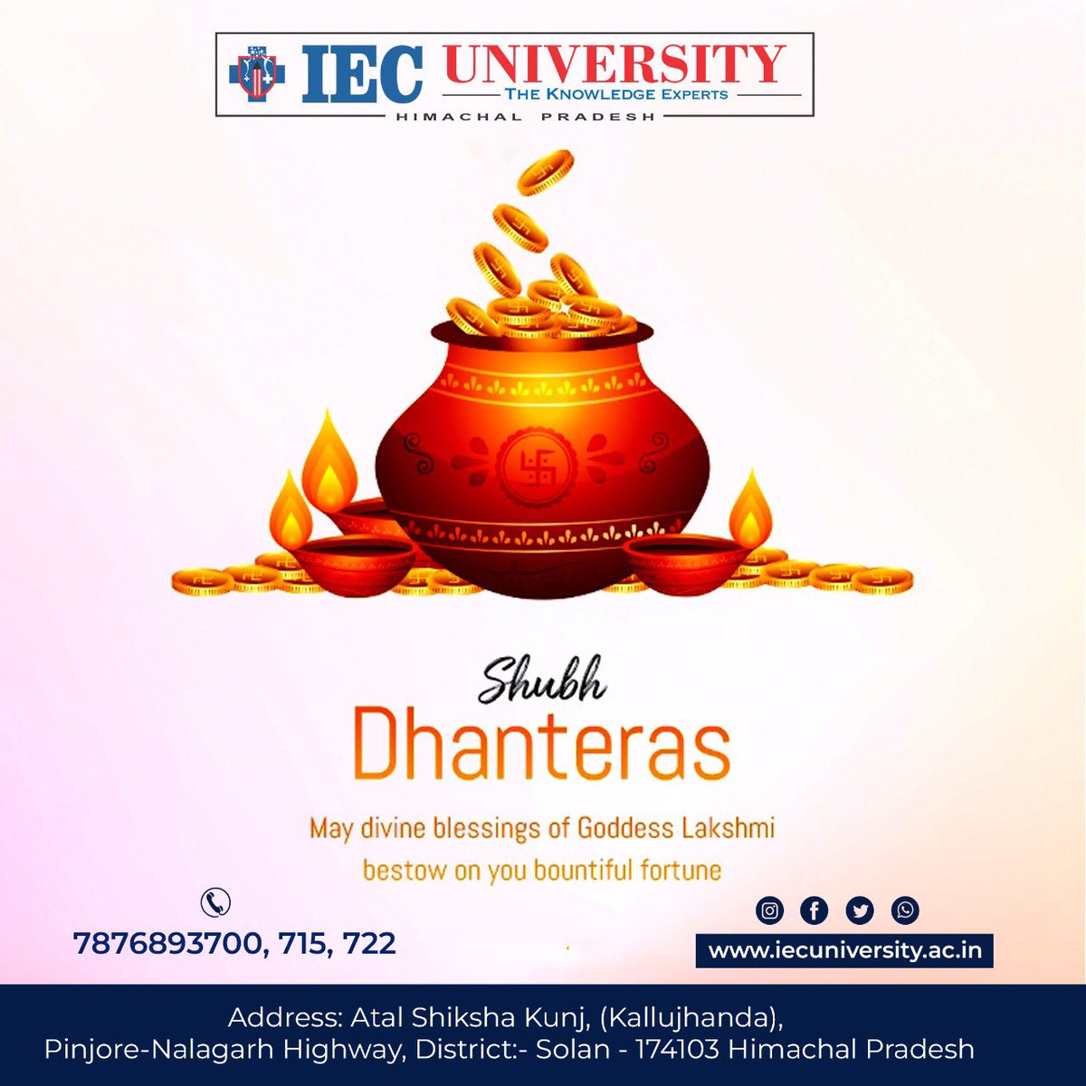 IEC wishes you Shubh dhanteras 🙏🏻 #iec2022 #iecuniversity #dhanteras #shubh #2022 #diwali