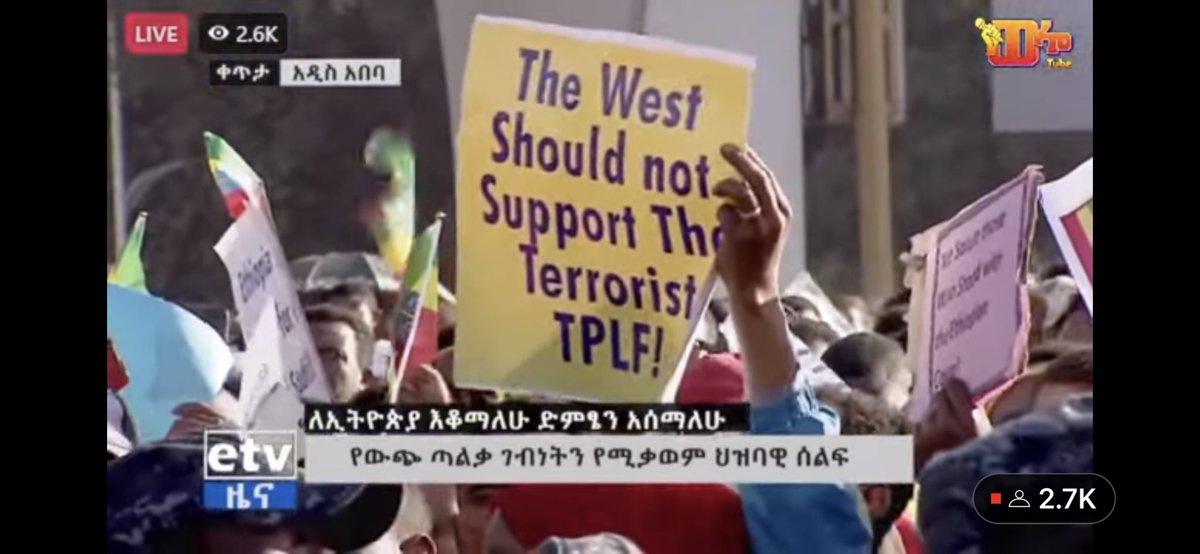 NegussieGennet's tweet photo. Huge crowd gathered today in #Ethiopia to demonstration against the western interference in the internal matters of the country. @POTUS @StateDept @ABlinken  @BobMenendezNJ @SenatorRisch @timkaine @MarkWarner @ChrisVanHollen @JimInhofe @SenatorRounds @RepMcCaul @RepDonBeyer https://t.co/zpIa3E4MWf