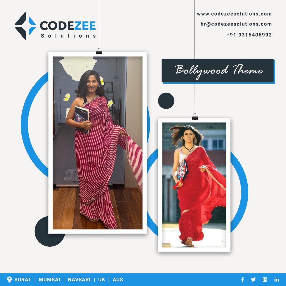 CodezeeSolution's tweet photo. Bollywood Theme Celebration!!!
My wonders in the Replica of Glamorous People..
#bollywoodthemeparty #bollywood #bollywoodfashion #bollywoodtheme #fun #celebrate #festivals #codezeesolutions https://t.co/CpLvS8l0IN