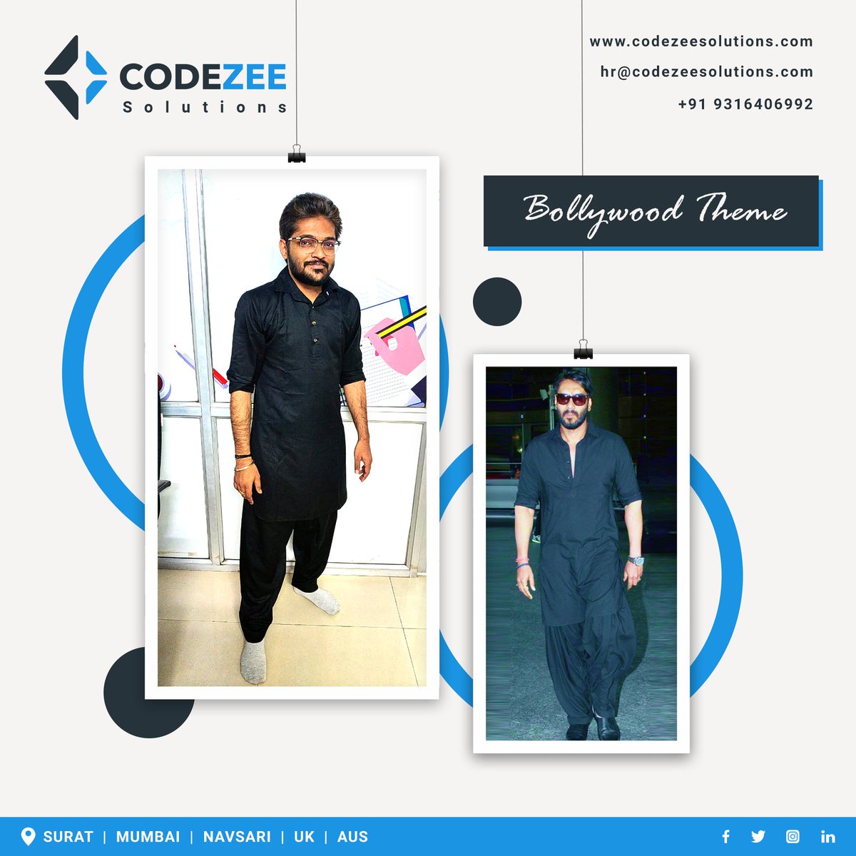 CodezeeSolution's tweet photo. Bollywood Theme Celebration!!!
My wonders in the Replica of Glamorous People..
#bollywoodthemeparty #bollywood #bollywoodfashion #bollywoodtheme #fun #celebrate #festivals #codezeesolutions https://t.co/CpLvS8l0IN