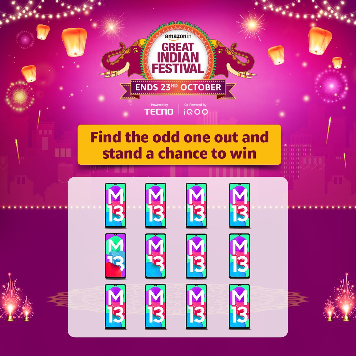 #ContestAlert 
Only the sharpest eyes can spot it.
Find the odd one out and the right answers will stand a chance to win an Amazon voucher worth Rs.1000.

Hurry, participate now!

#AmazonSeLiya 
#EndsSoon

T&amp;C Apply: bit.ly/AGIF22TC