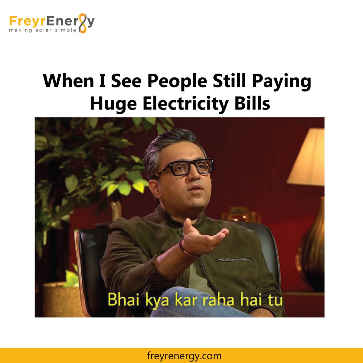 FreyrEnergy's tweet photo. Are huge electricity bills stressing you out? Fret no more
Say yes to solar and bid goodbye to huge electricity bills. DM us and get your quote now!

#FreyrEnergy #SolarEnergy #SolarPanels #ConserveEnergy #Electricity #ConserveElectricity #SolarEnergySolutions #SolarEnergyForLife https://t.co/cqfZkAwOMn