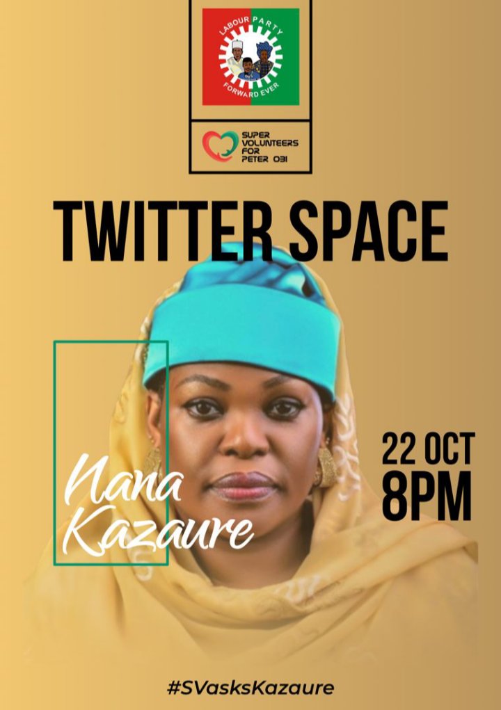 Supervolunteer1's tweet photo. Today's the day!

@NanaKazaure  will be live with us this evening.

Do you have questions for our presidential campaign spokesperson ?

Set a reminder here: https://t.co/7KhI4PiG4J

You can also ask by twitting with the hashtag #SVasksKazaure 

Anticipate a mind-blowing discuss! https://t.co/PEqlunbVxV