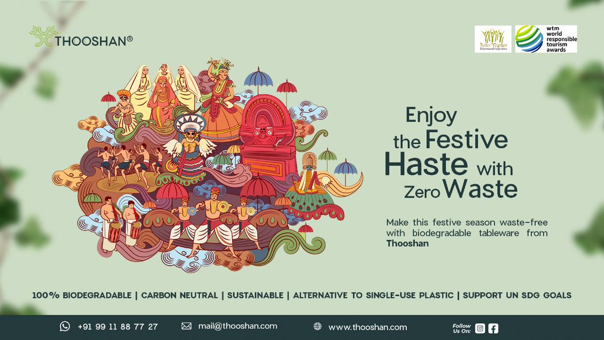 Let's create a waste free Diwali thru Thooshan 
99 11 88 77 27 
thooshan.com 
#Thooshan #biodegradable #sustainable