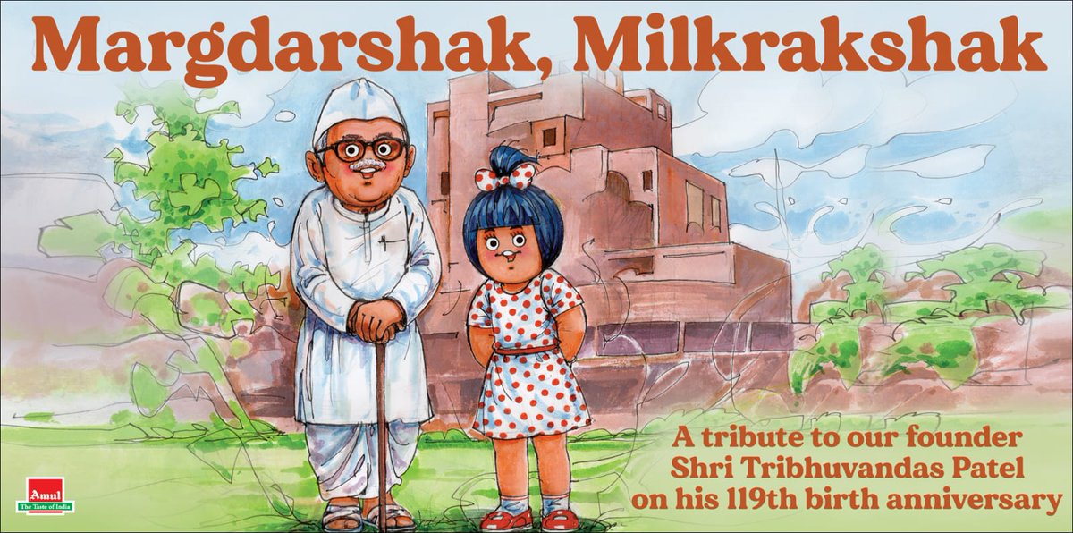 Amul_Coop's tweet photo. #Amul Topical: Tribute to our founder shri Tribhuvandas Patel on his 119th birth anniversary! https://t.co/104nQOOEQF