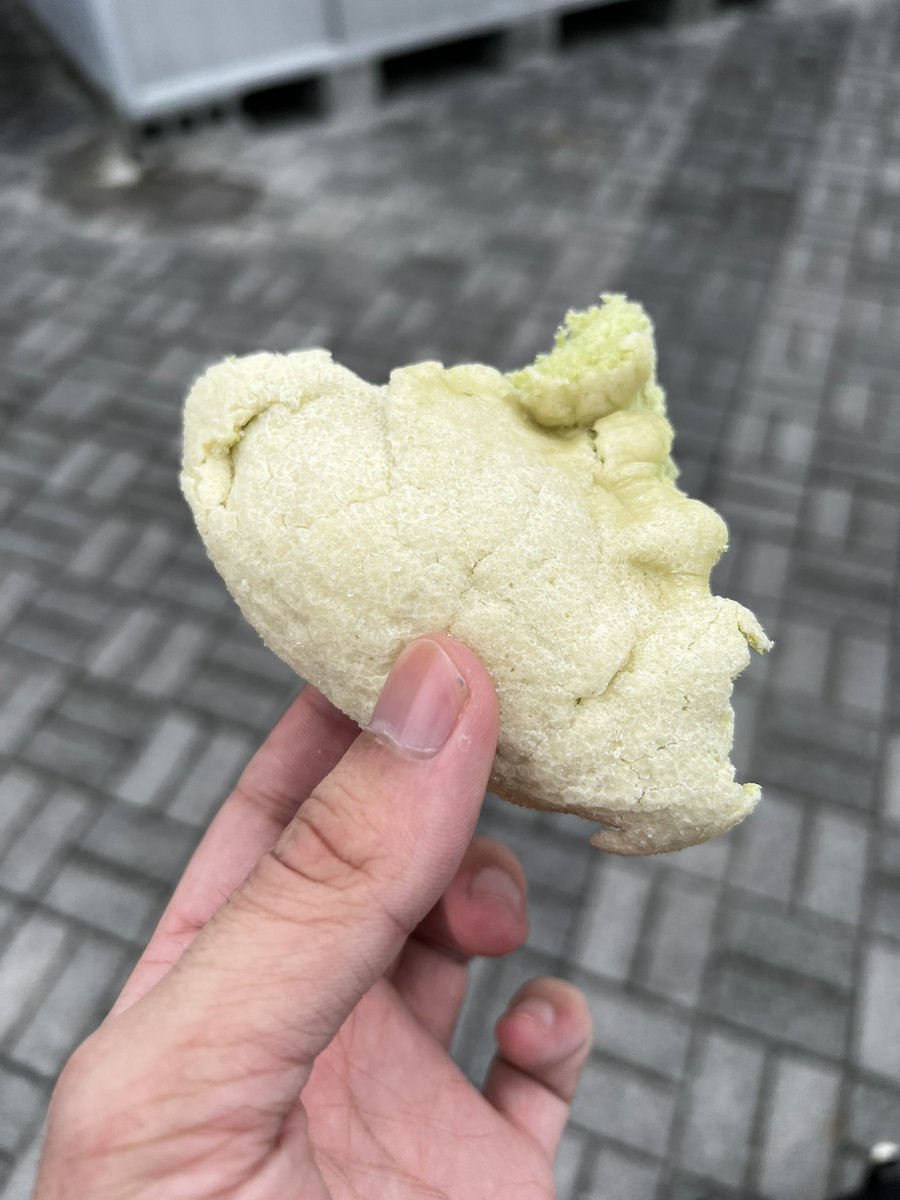 include_lib's tweet image. 引きちぎられた海老名メロンパン