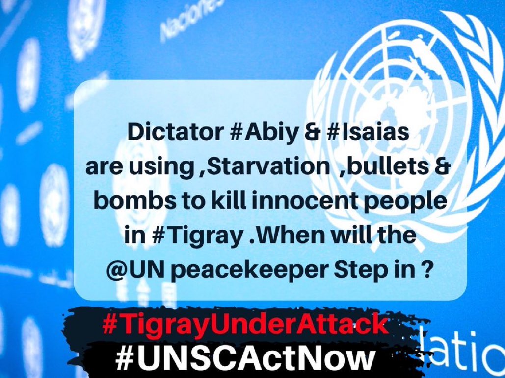 #UNSCActNow !? Genocidal war in #Tigray has killed thousands of people & forced hundreds of thousands from their homes amid shortages of food, water & medicine. ACT to end this suffering. @ChrisCoons @RepGregoryMeeks
@UNReliefChief @NorwayUN #EritreaOutOfTigray #StopWarOnTigray
